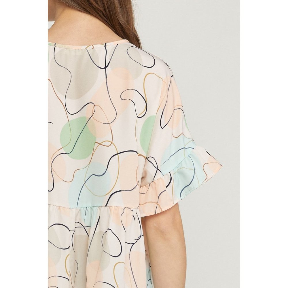 Entro Abstract Peplum Top, Peach - Picture 7 of 7